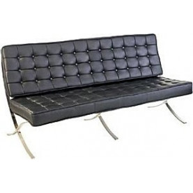 Stylowa Sofa pikowana 3 os z ekoskóry Barcelon 180 czarna D2.Design do salonu, poczekalni i kawiarni. 2