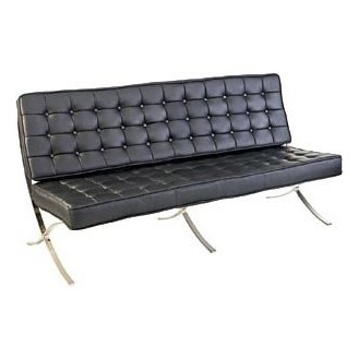 Stylowa Sofa pikowana 3 os z ekoskóry Barcelon 180 czarna D2.Design do salonu, poczekalni i kawiarni.