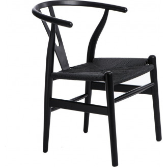 Stylowe Krzesło drewniane skandynawskie Wicker czarne D2.Design do kuchni, salonu i restauracji.