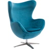 Designerski Fotel wypoczynkowy welurowy Jajo Velvet niebieski D2.Design do salonu i sypialni.