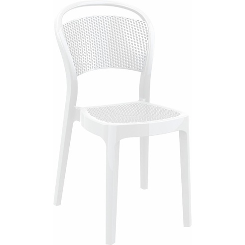 Nowoczesne Krzesło ażurowe z tworzywa BEE lśniące białe Siesta do kuchni, jadalni i salonu.