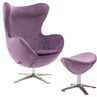 Designerski Fotel welurowy z podnóżkiem Jajo Velvet fioletowy D2.Design do salonu i sypialni.