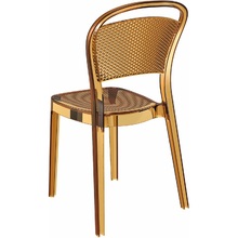 Stylowe Krzesło ażurowe z tworzywa BEE bursztynowe przezroczyste Siesta do salonu, kuchni i restuaracji.