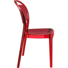 Stylowe Krzesło ażurowe z tworzywa BEE czerwone przezroczyste Siesta do salonu, kuchni i restuaracji.