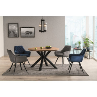 Stół okrągły loft Ritmo 120 dąb/czarny Signal do jadalni, kuchni i salonu.
