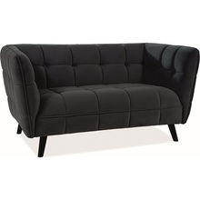 Stylowa Pikowana sofa welurowa Castello Velvet 145 czarna Signal do salonu, poczekalni i kawiarni.