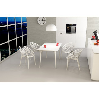 Designerskie Krzesło ażurowe z tworzywa CRYSTAL lśniące białe Siesta do kuchni, kawiarni i restauracji.
