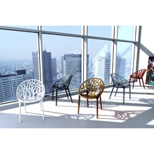 Designerskie Krzesło ażurowe z tworzywa CRYSTAL lśniące białe Siesta do kuchni, kawiarni i restauracji.