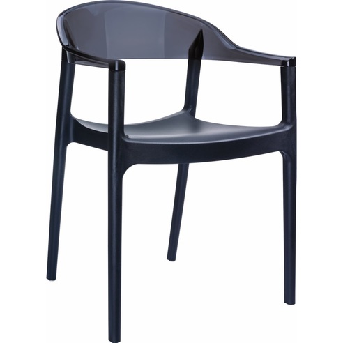 Stylowe Krzesło z podłokietnikami CARMEN czarne/czarne przezroczyste Siesta do salonu, kuchni i restuaracji.
