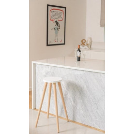 Stylowy Okrągły taboret Crystal White biały 47 MoonWood do kuchni i przedpokoju. 2