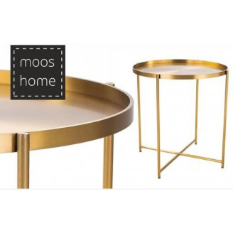 Stolik boczny okrągły Moon 50 mosiądz Moos Home do salonu.