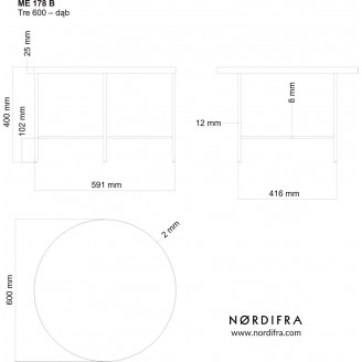 Industrialny Okrągły stolik kawowy loft Tre 60 marmur/czarny Nordifra do salonu i poczekalni.