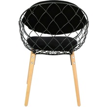 Skandynawskie Krzesło metalowe ażurowe Jahi Czarny/Buk Intesi do kuchni, salonu i restauracji.