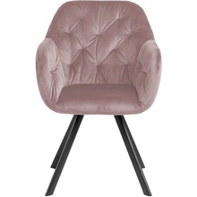 Krzesło tapicerowane pikowane z podłokietnikami Lola różowe Actona do salonu, kuchni i jadalni.
