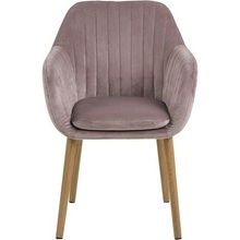 Skandynawskie Krzesło welurowe z podłokietnikami Emilia Velvet Różowe Actona do kuchni, salonu i restauracji.