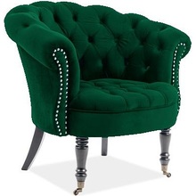 Stylowy Fotel welurowy pikowany Philips Velvet zielony Signal do salonu i sypialni.