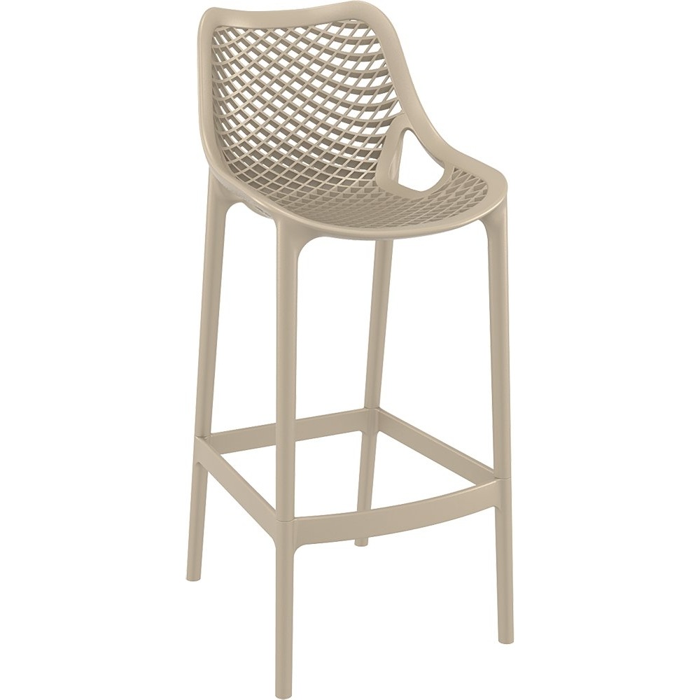 Krzesło barowe plastikowe ażurowe AIR BAR 75 szarobrązowe Siesta do kuchni, restauracji i baru.