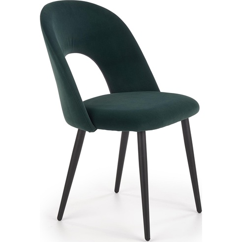 Stylowe Krzesło welurowe "muszelka" K384 ciemno zielone Halmar do stołu w jadalni.