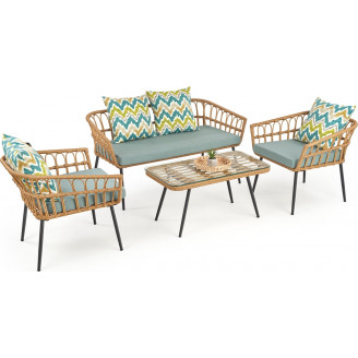 Stylowa Sofa rattanowa ogrodowa z poduszką Gardena 140 Halmar do ogrodu i na taras.