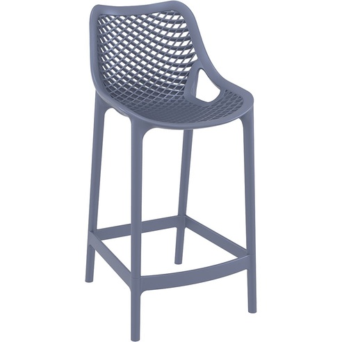 Krzesło barowe plastikowe ażurowe AIR BAR 65 ciemnoszare Siesta do kuchni, restauracji i baru.