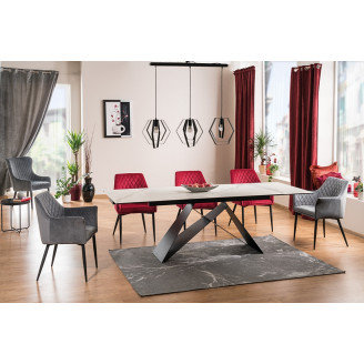 Stół rozkładany z marmurowym blatem Westin III Ceramic 160x90 biały marmur Signal do kuchni, jadalni i salonu.