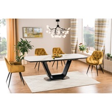 Stół rozkładany z marmurowym blatem Armani Ceramic 160x90 biały marmur Signal do kuchni, jadalni i salonu.