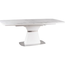 Stół rozkładany z marmurowym blatem Saturn II 160x90 biały marmur Signal do kuchni, jadalni i salonu.