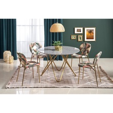 Stół okrągły glamour Bonello 120 marmur/złoty Halmar do kuchni, jadalni i salonu.