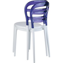 Stylowe Krzesło z tworzywa MISS BIBI białe/fioletowe przezroczyste Siesta do salonu, kuchni i restuaracji.