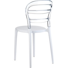 Stylowe Krzesło z tworzywa MISS BIBI białe/przezroczyste Siesta do salonu, kuchni i restuaracji.