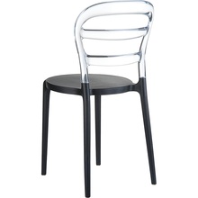 Stylowe Krzesło z tworzywa MISS BIBI czarne/przezroczyste Siesta do salonu, kuchni i restuaracji.