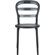 Stylowe Krzesło z tworzywa MISS BIBI czarne/czarne przezroczyste Siesta do salonu, kuchni i restuaracji.