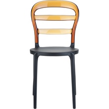 Stylowe Krzesło z tworzywa MISS BIBI czarne/bursztynowe przezroczyste Siesta do salonu, kuchni i restuaracji.