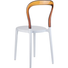 Stylowe Krzesło z tworzywa MR BOBO białe/bursztynowe przezroczyste Siesta do salonu, kuchni i restuaracji.