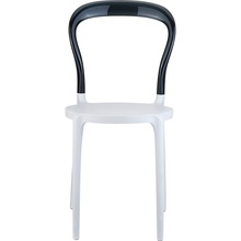 Stylowe Krzesło z tworzywa MR BOBO białe/czarne przezroczyste Siesta do salonu, kuchni i restuaracji.
