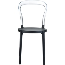 Stylowe Krzesło z tworzywa MR BOBO czarne/przezroczyste Siesta do salonu, kuchni i restuaracji.