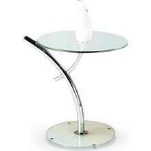Nowoczesny Szklany stolik boczny IRIS 50 przezroczysty/chrom Halmar do salonu, poczekalni lub kawiarni.