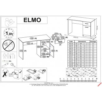Stylowe Biurko młodzieżowe drewniane Elmo 120 dąb wotan/antracyt Halmar