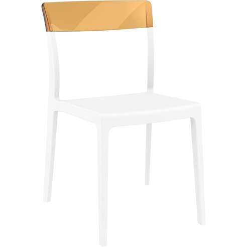 Stylowe Krzesło z tworzywa FLASH białe/bursztynowe przezroczyste Siesta do salonu, kuchni i restuaracji.