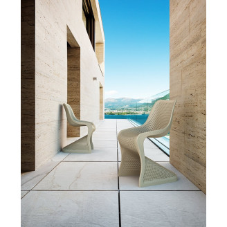 Designerskie Krzesło ażurowe z tworzywa BLOOM szarobrązowe Siesta do kuchni, kawiarni i restauracji.