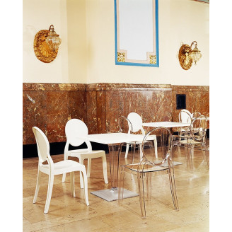 Designerskie Krzesło z tworzywa ELIZABETH lśniące białe Siesta do kuchni, kawiarni i restauracji.