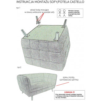 Stylowa Pikowana sofa welurowa Castello Velvet 145 szara Signal do salonu, poczekalni i kawiarni.