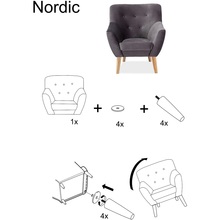 Skandynawski Fotel welurowy na drewnianych nogach NORDIC 1 Velvet Tap. Bluvel 78 zielony Signal do salonu, sypialni i poczekalni