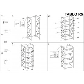 Stylowy Regał industrialny z półkami Tablo R5 ciemny brąz Signal na książki do sypialni i salonu. 2