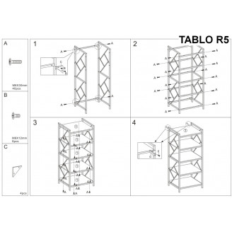 Stylowy Regał industrialny z półkami Tablo R5 ciemny brąz Signal na książki do sypialni i salonu.