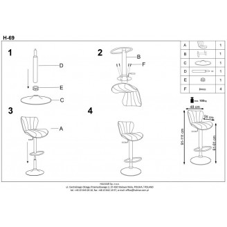 Hoker barowy z oparciem H69 czarny Halmar do kuchni, restauracji i baru.