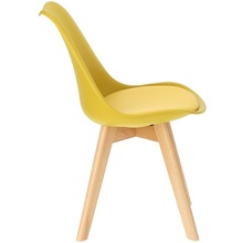 Stylowe Krzesło skandynawskie z poduszką Norden Cross żółty/buk D2.Design do kuchni, salonu i restauracji.
