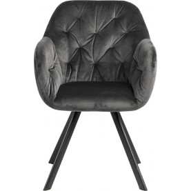 Stylowe i wygodne Krzesło welurowe z podłokietnikami Lola Szare Actona do jadalni. 2