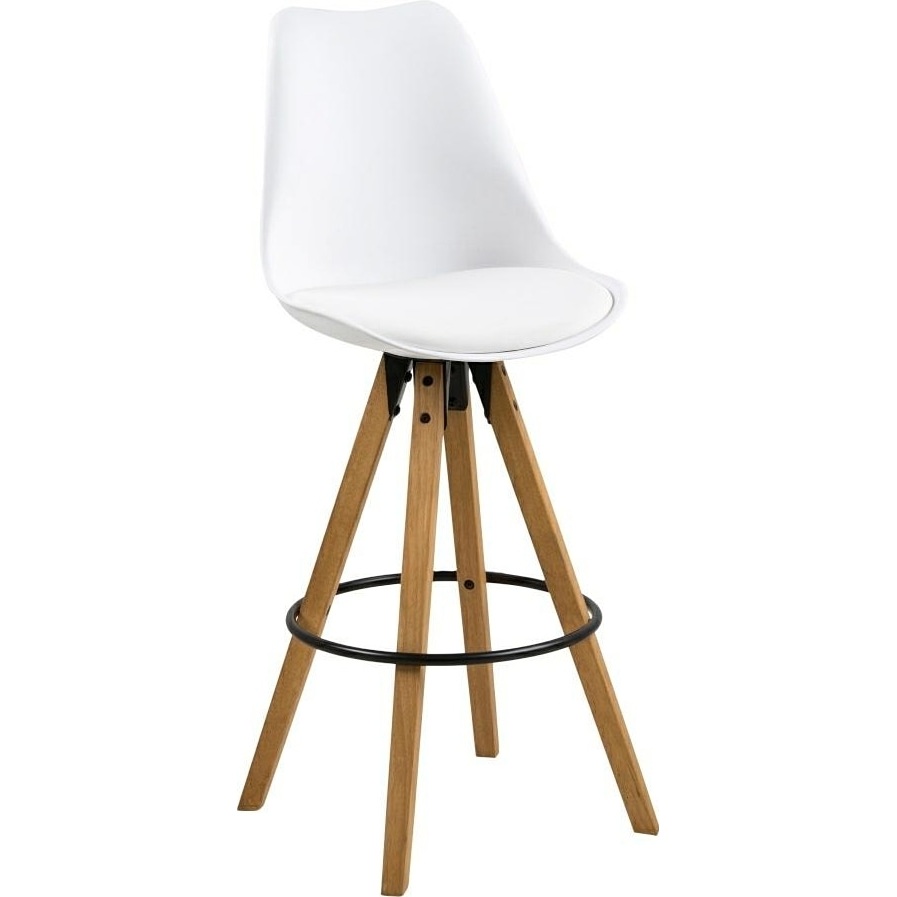 Stylowe Krzesło barowe skandynawskie Dima biały/dąb Actona do kuchni, restauracji czy kawiarni.