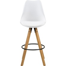 Stylowe Krzesło barowe skandynawskie Dima biały/dąb Actona do kuchni, restauracji czy kawiarni.